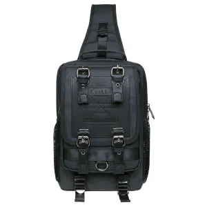 KAUKKO Canvas Crossbody Sling Bag Backpack for Cycling, Hiking, Camping, and Commuting, FD252-2 ( Black )