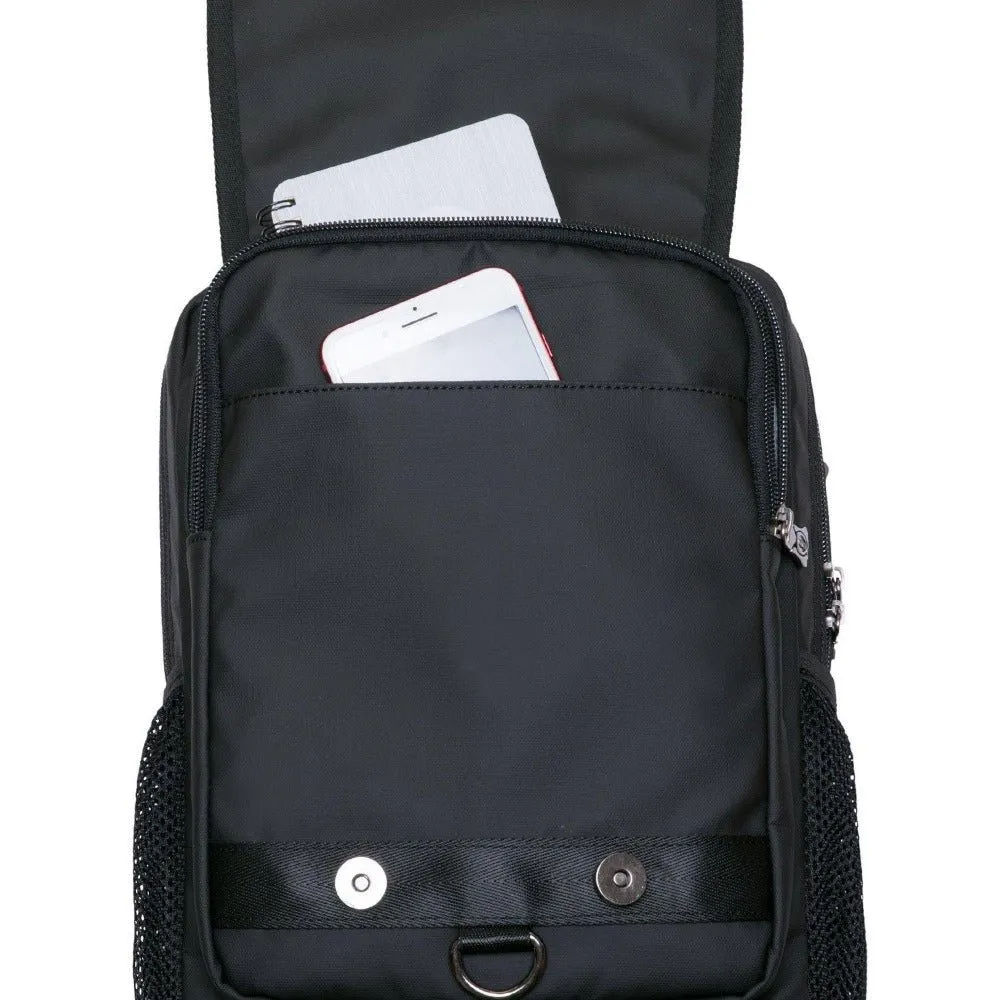 KAUKKO Canvas Crossbody Sling Bag Backpack for Cycling, Hiking, Camping, and Commuting, FD252-2 ( Black )