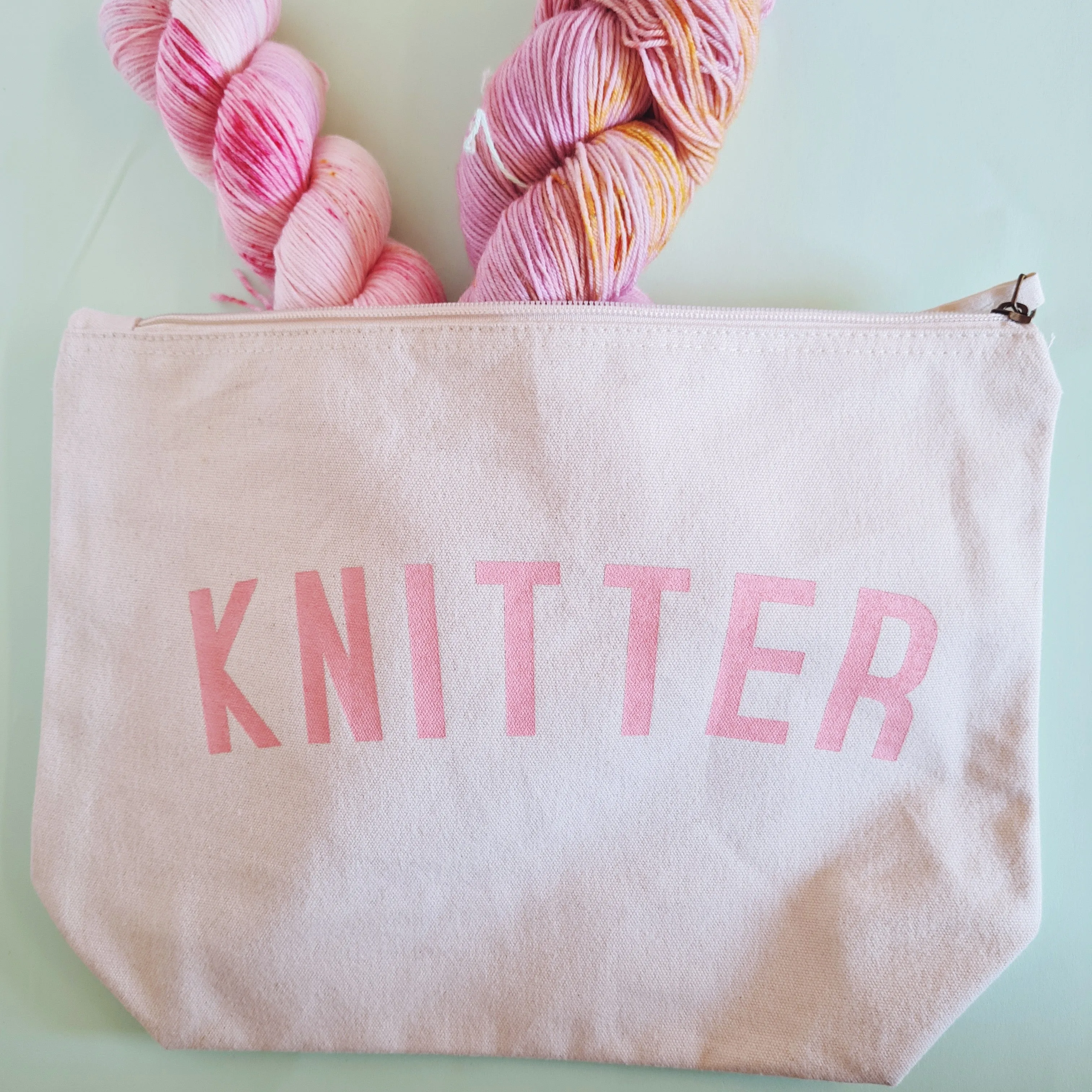 KNITTER Project Bag - Cotton Zip Up Bag