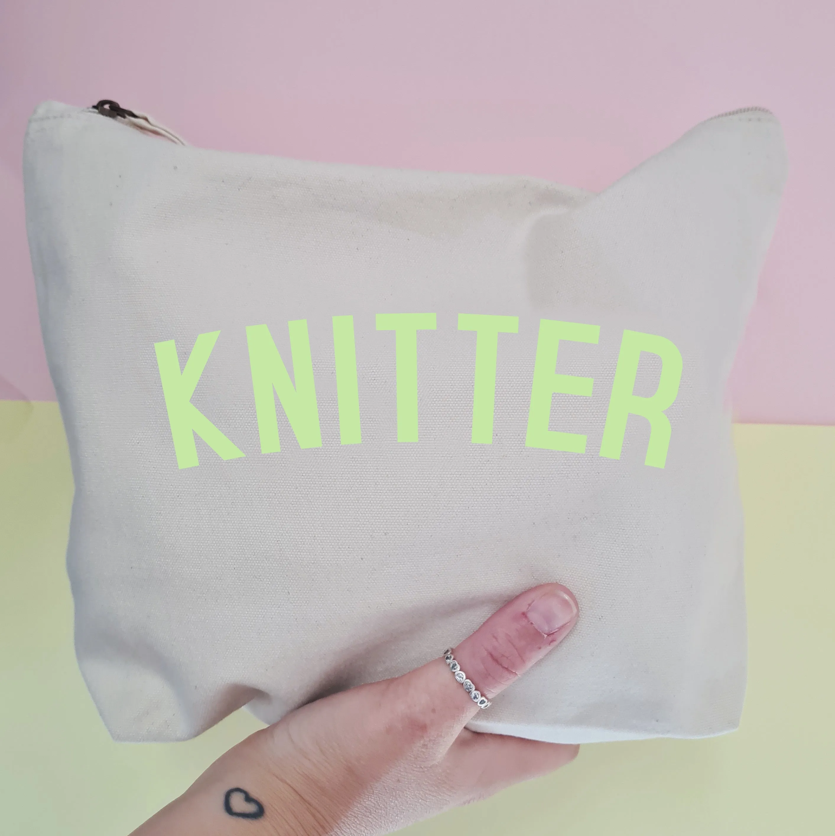 KNITTER Project Bag - Cotton Zip Up Bag