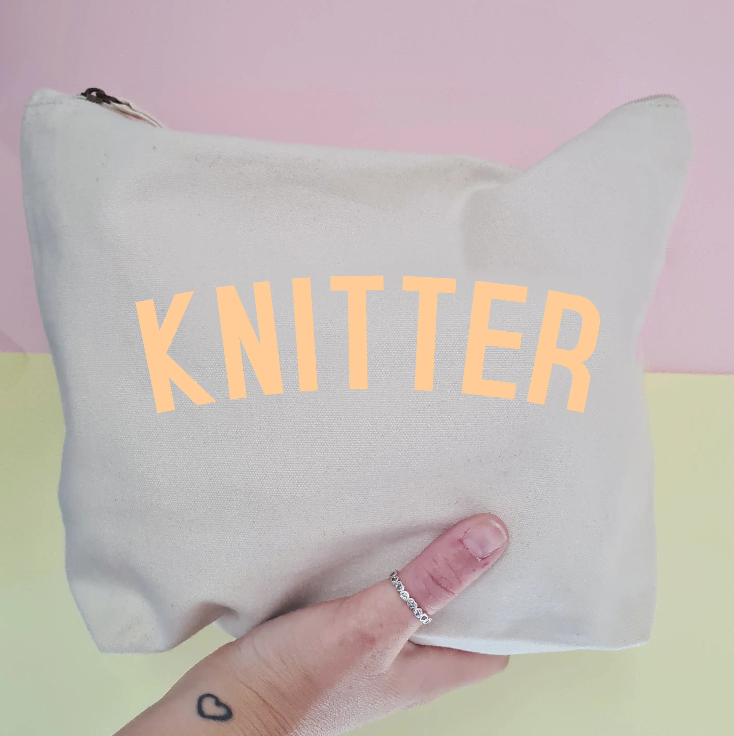 KNITTER Project Bag - Cotton Zip Up Bag