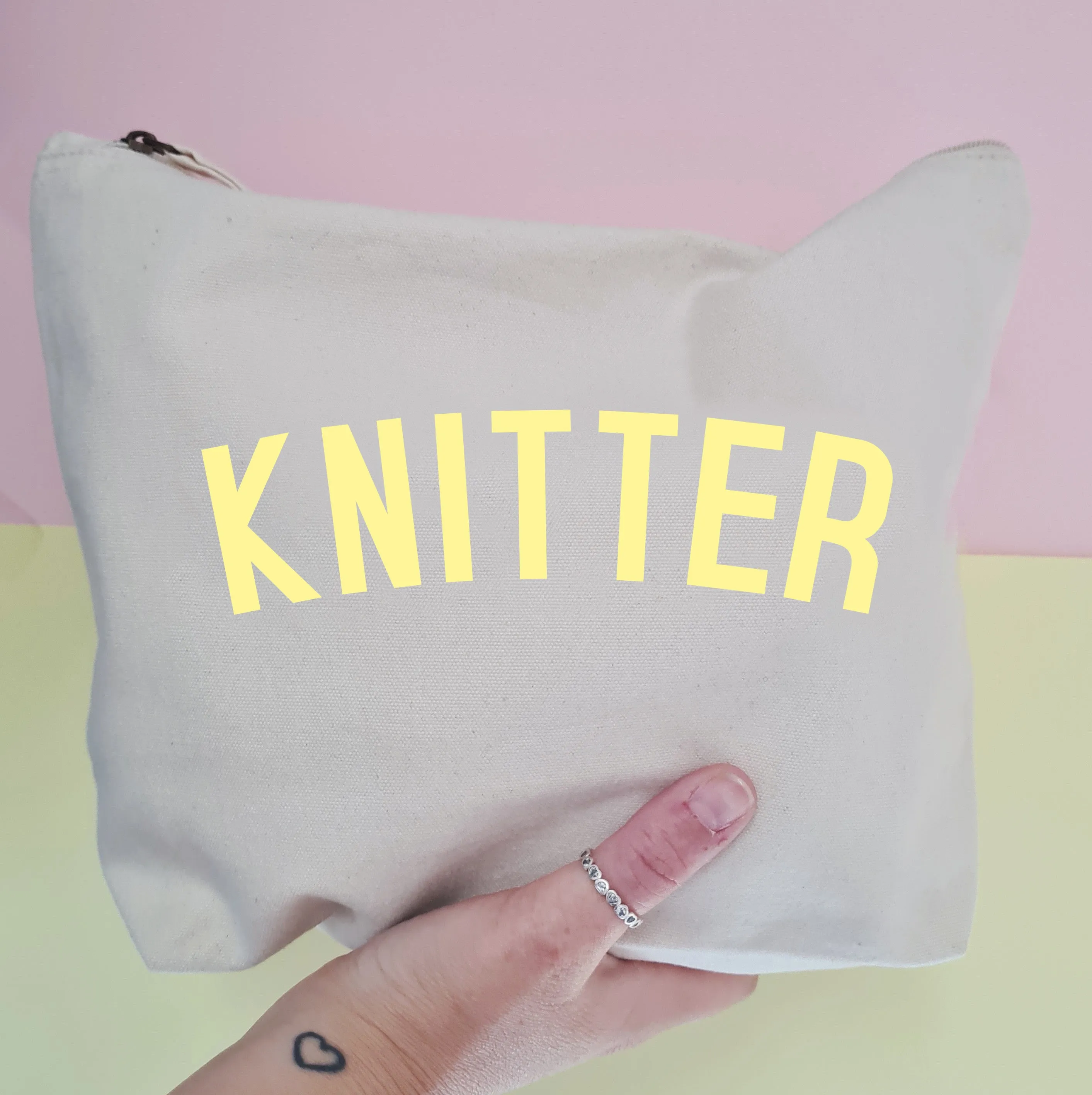 KNITTER Project Bag - Cotton Zip Up Bag