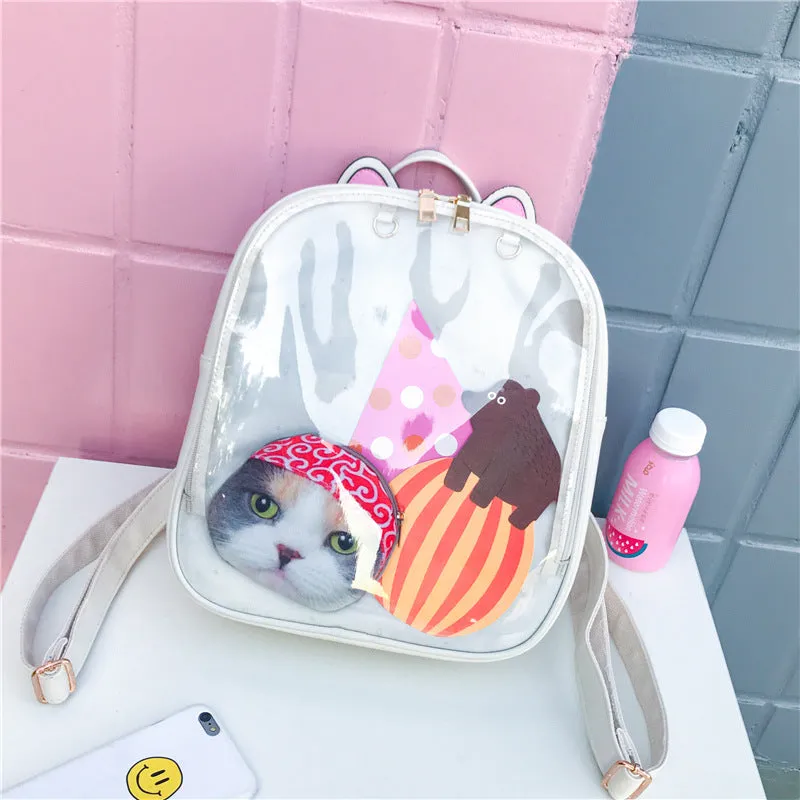 Korean Girls Transparent Candy Color Cute Student Schoolbag