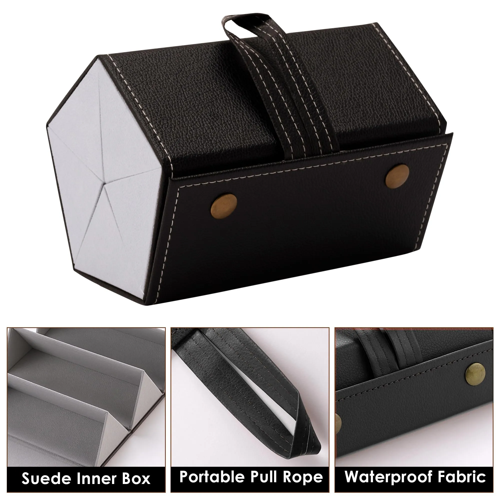 Kuber Industries 5 Slots Sunglasses Organizer | Hanging And Foldable Eyeglasses Case | Eyewear Display Containers For Women And Men | PU Leather Goggles Organizer Box Case | Black | Pack of 2