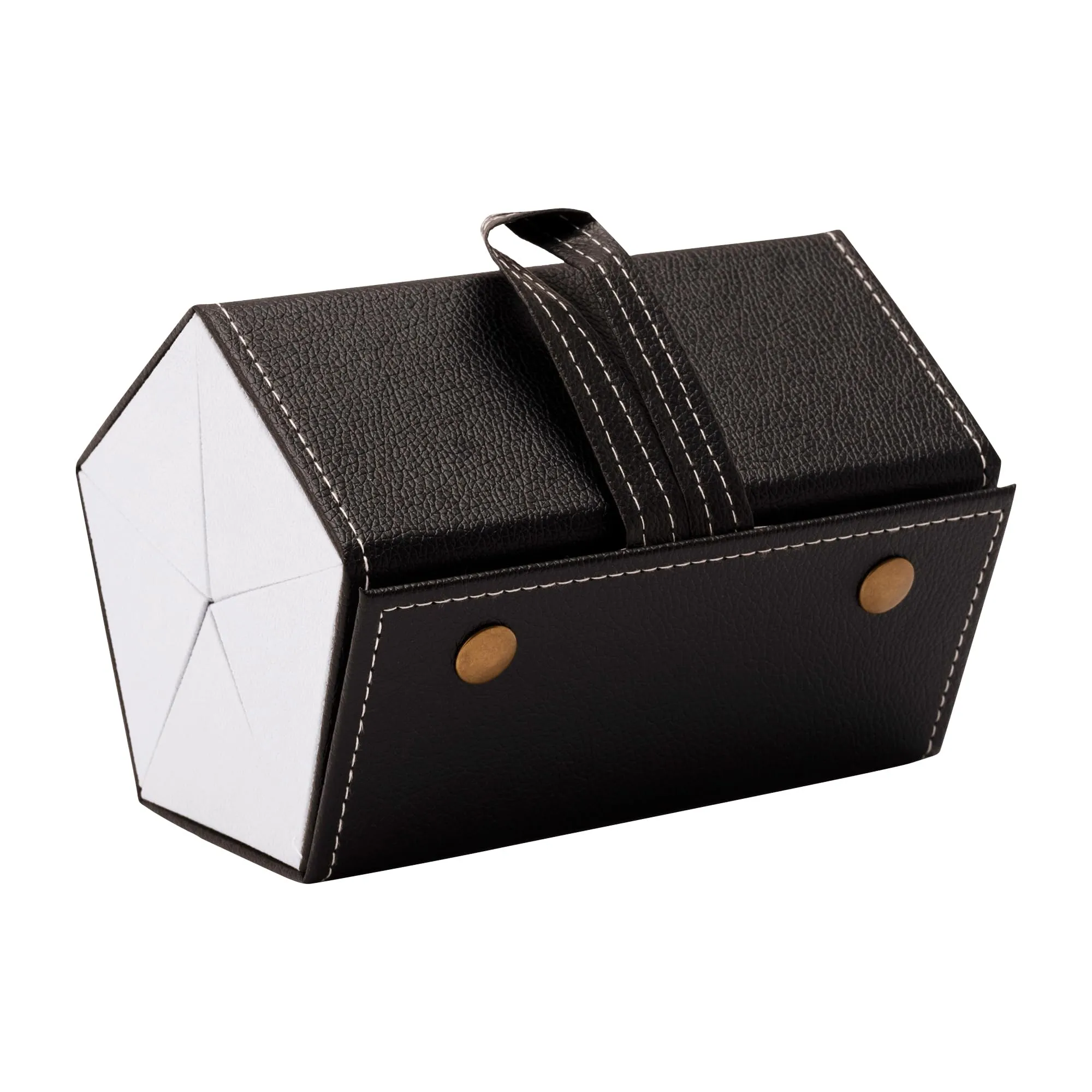 Kuber Industries 5 Slots Sunglasses Organizer | Hanging And Foldable Eyeglasses Case | Eyewear Display Containers For Women And Men | PU Leather Goggles Organizer Box Case | Black | Pack of 2