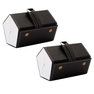 Kuber Industries 5 Slots Sunglasses Organizer | Hanging And Foldable Eyeglasses Case | Eyewear Display Containers For Women And Men | PU Leather Goggles Organizer Box Case | Black | Pack of 2