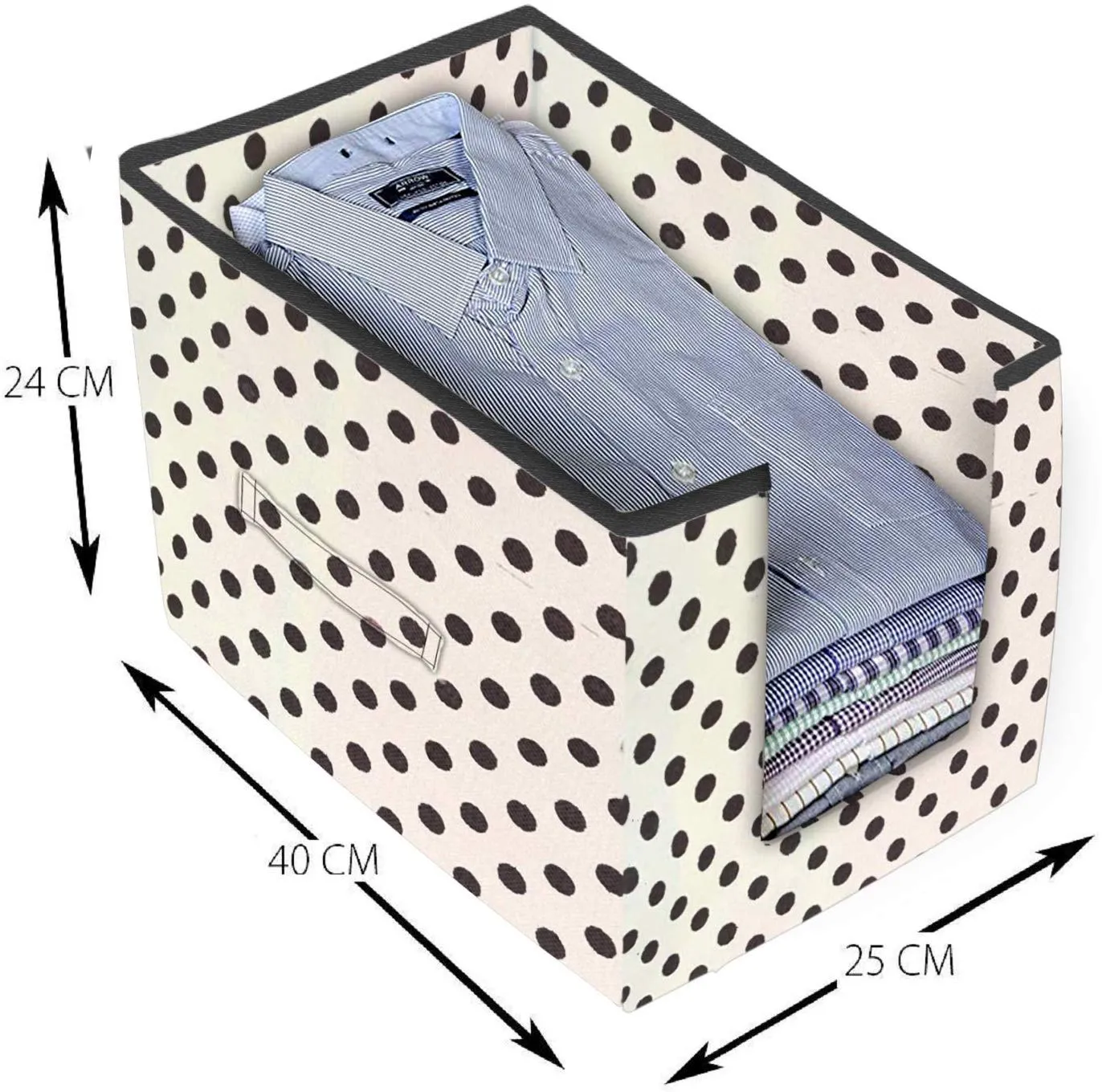 Kuber Industries CTKTC022586 Polka Dot Non-Woven Shirt Stacker Wardrobe Organizer (Ivory)