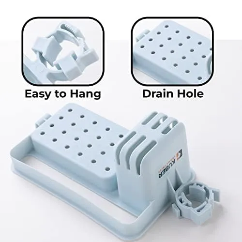 Kuber Industries Kitchen Organizer With Soap Holder|Premium PP|Durable & Sturdy|DIY Self-Adhesive Design|Multipurpose Bathroom Shelf|Smart Drainage Holes|TM18005|Pack Of 6 |Blue