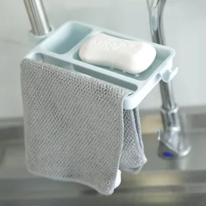 Kuber Industries Kitchen Organizer With Soap Holder|Premium PP|Durable & Sturdy|DIY Self-Adhesive Design|Multipurpose Bathroom Shelf|Smart Drainage Holes|TM18005|Pack Of 6 |Blue