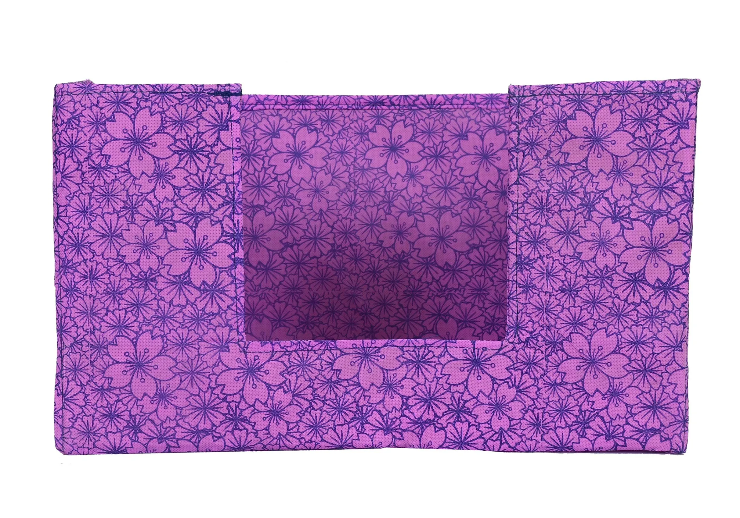 Kuber Industries Metalic Flower Print 2 Pieces Large Capacity Space Saver Closet, Non-Woven Rectangle Cloth Saree Stacker Wardrobe Organizer (Pink & Purple)