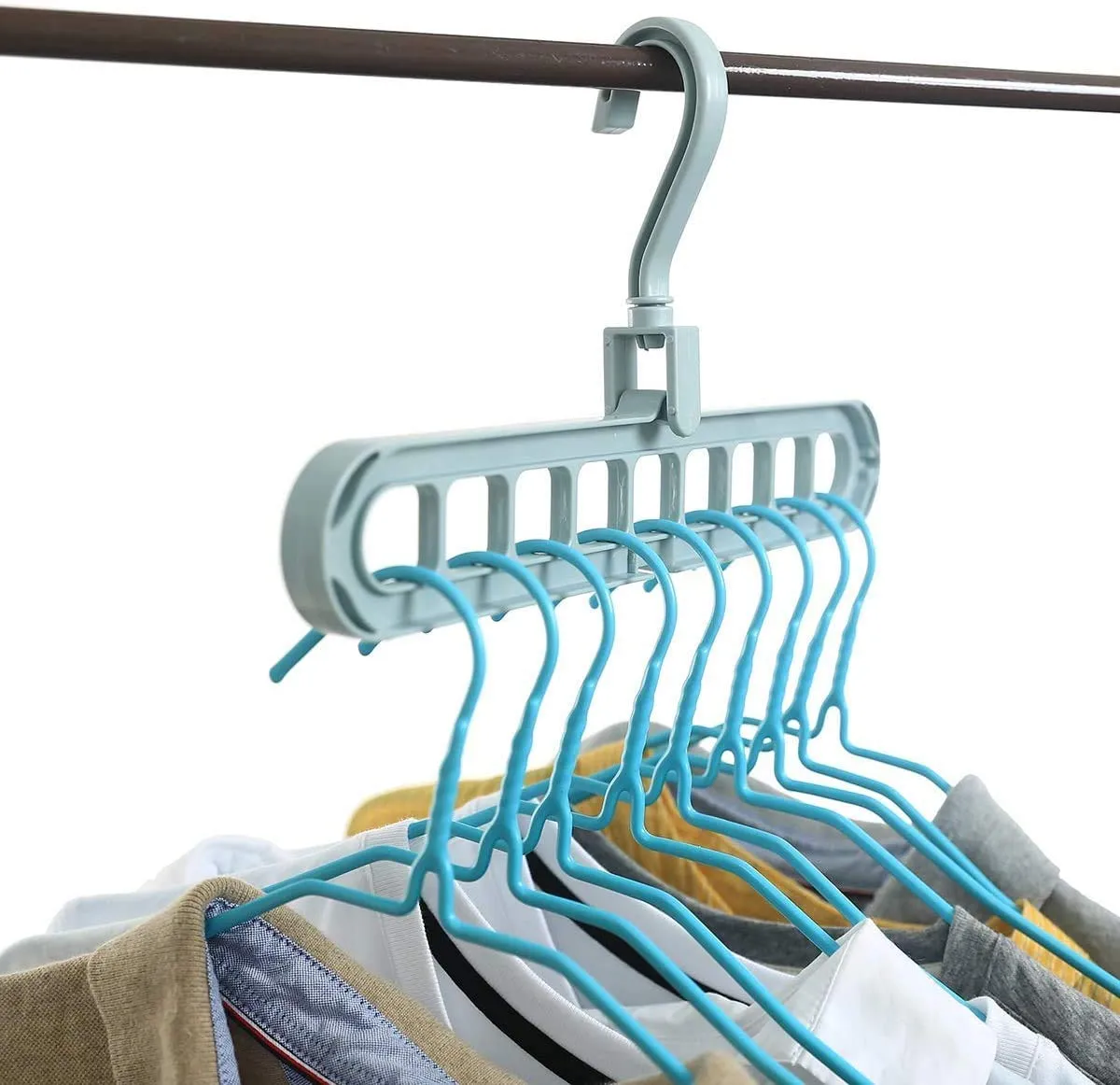 Kuber Industries Plastic Hanger Multi-Purpose Clothes or Wardrobe Organizer (Set of 2, Multi)-KUBMART10954