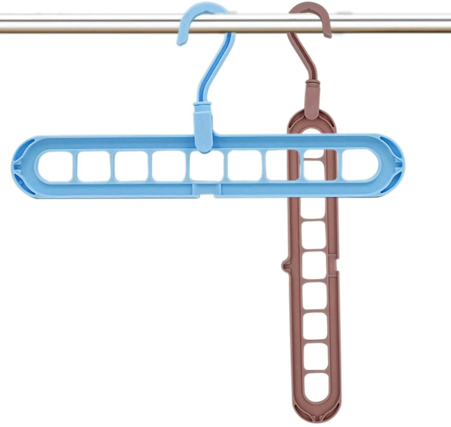 Kuber Industries Plastic Hanger Multi-Purpose Clothes or Wardrobe Organizer (Set of 2, Multi)-KUBMART10954