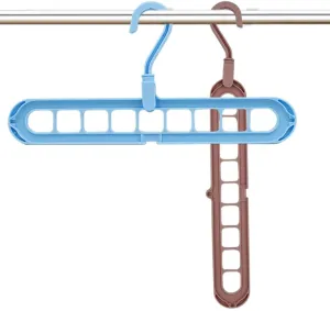 Kuber Industries Plastic Hanger Multi-Purpose Clothes or Wardrobe Organizer (Set of 2, Multi)-KUBMART10954