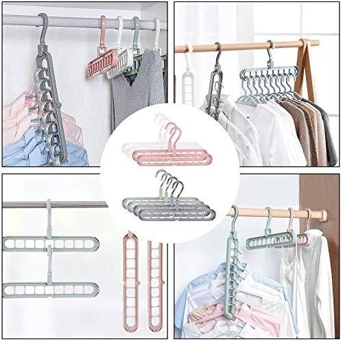 Kuber Industries Plastic Hanger Multi-Purpose Clothes or Wardrobe Organizer (Set of 2, Multi)-KUBMART10954