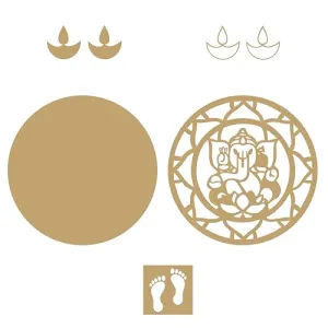 LET'S DIY Ganesh Ji Reusable Rangoli Mats | Rangoli Set for Diwali & Home Décor Stencil Craft, Fill with Rangoli Powder, Petals, or Grains