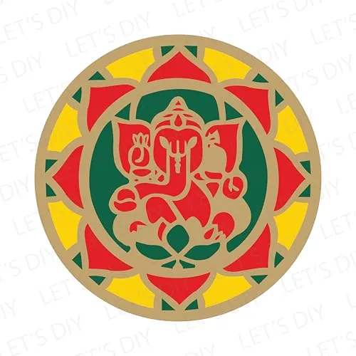 LET'S DIY Ganesh Ji Reusable Rangoli Mats | Rangoli Set for Diwali & Home Décor Stencil Craft, Fill with Rangoli Powder, Petals, or Grains