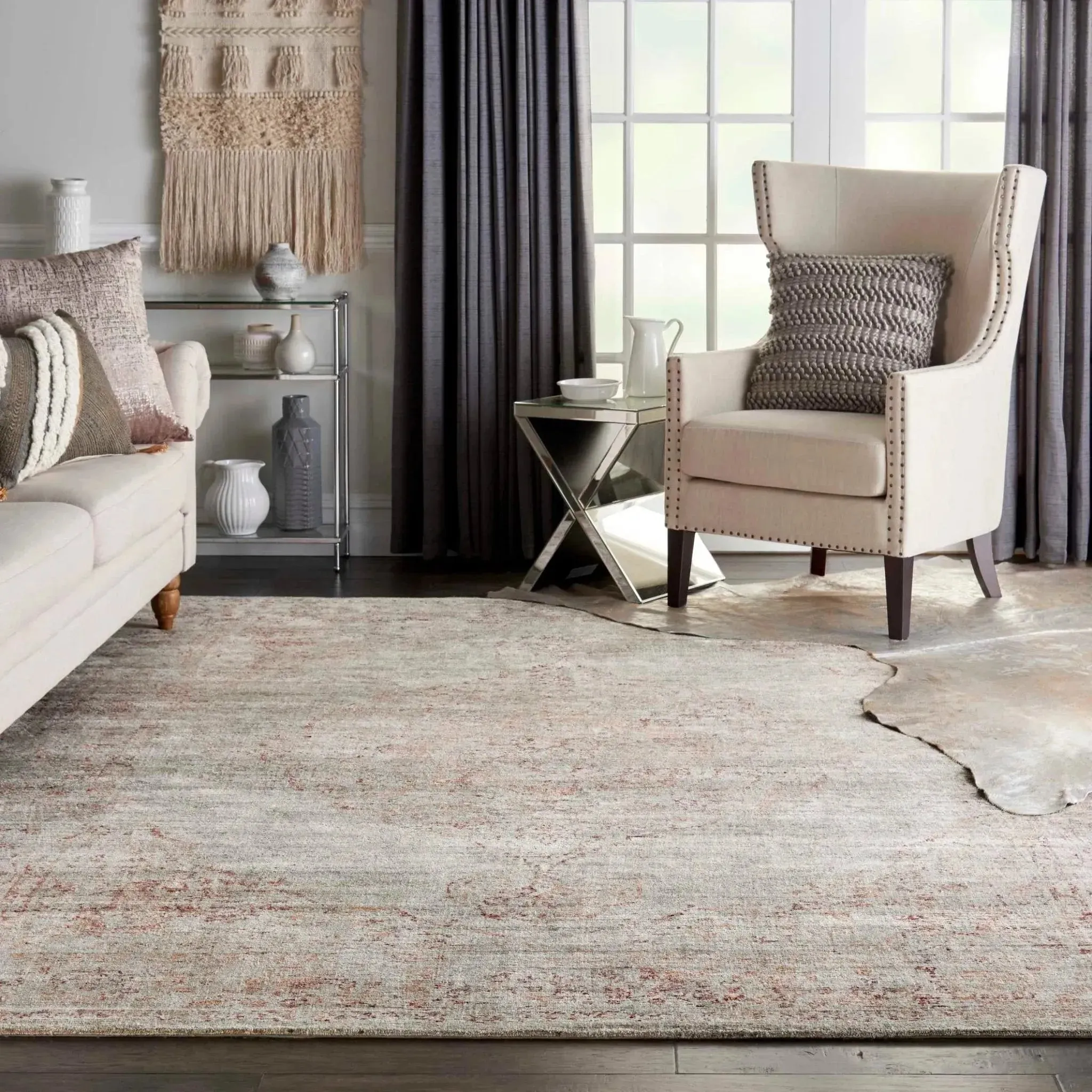Lucent LCN07 Silver/Red Rug