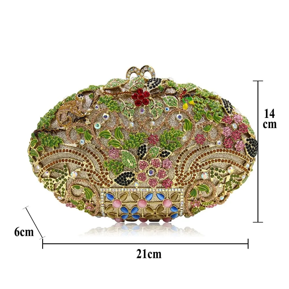 Luxury Rhinestone Crystal Oval Clutch Ladies Purse