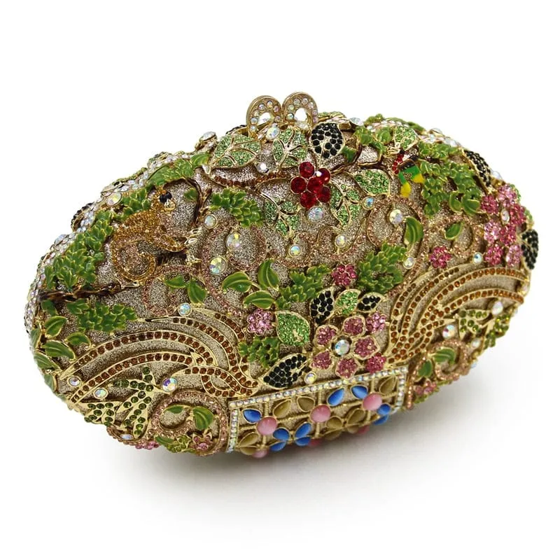 Luxury Rhinestone Crystal Oval Clutch Ladies Purse