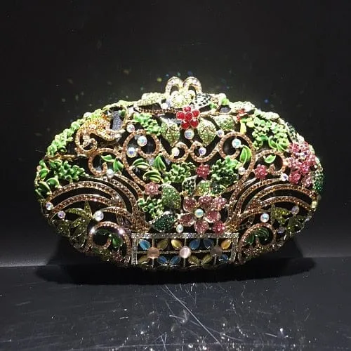 Luxury Rhinestone Crystal Oval Clutch Ladies Purse