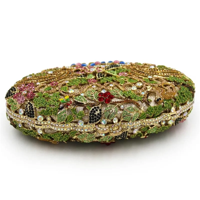 Luxury Rhinestone Crystal Oval Clutch Ladies Purse