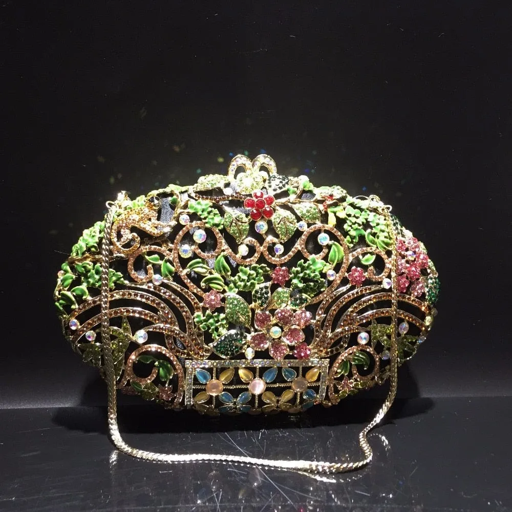 Luxury Rhinestone Crystal Oval Clutch Ladies Purse