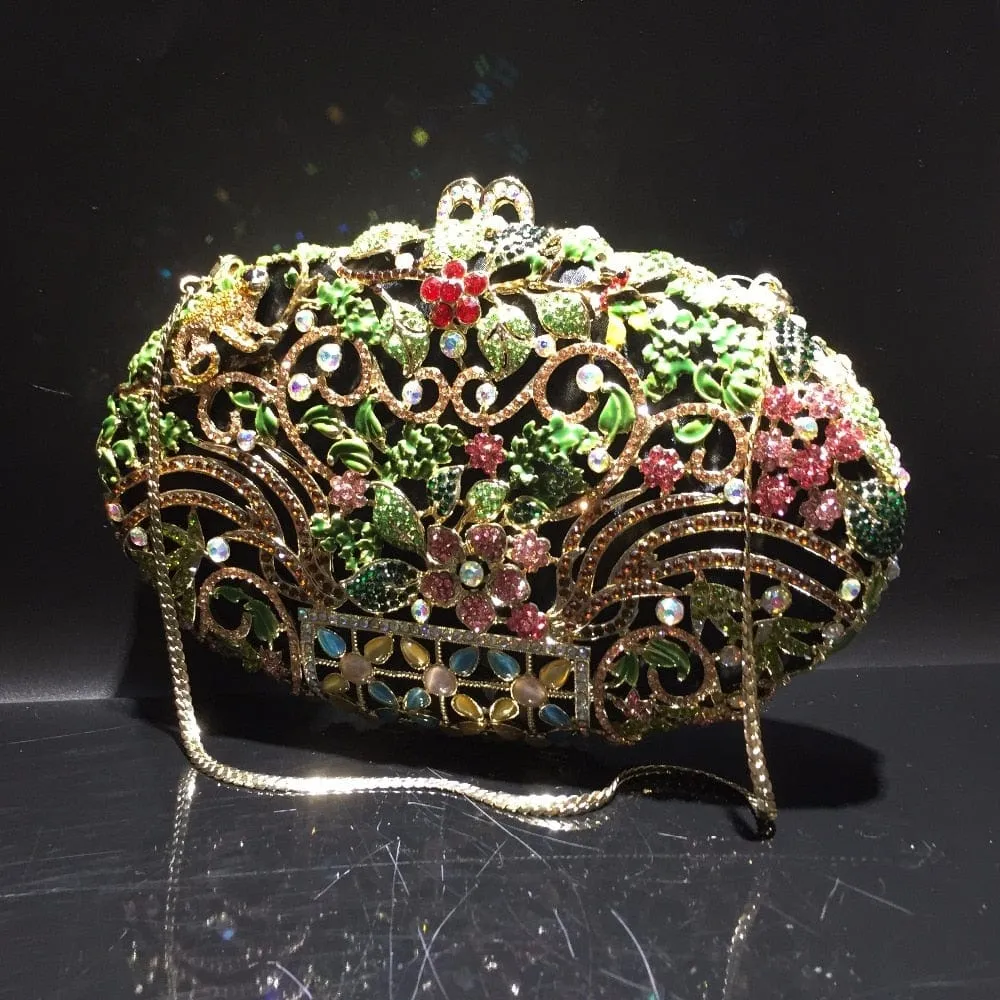 Luxury Rhinestone Crystal Oval Clutch Ladies Purse