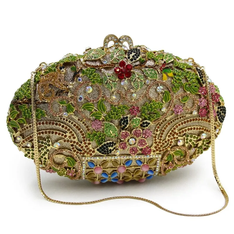 Luxury Rhinestone Crystal Oval Clutch Ladies Purse