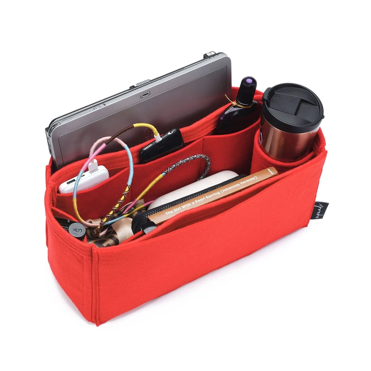 Madewell Transport Large Tote Organizer Insert, Bag Organizer with Laptop Compartment and Single Bottle Holder