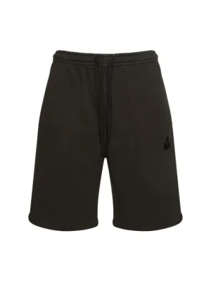 Marant   Flocked logo cotton sweat shorts 
