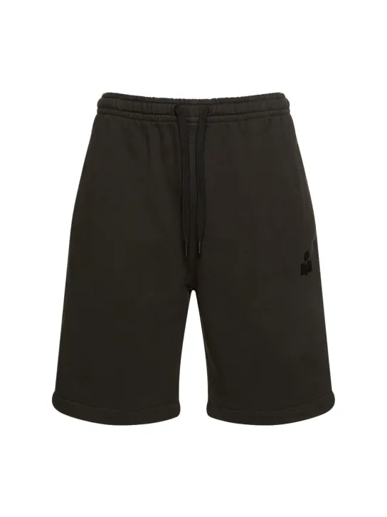 Marant   Flocked logo cotton sweat shorts 