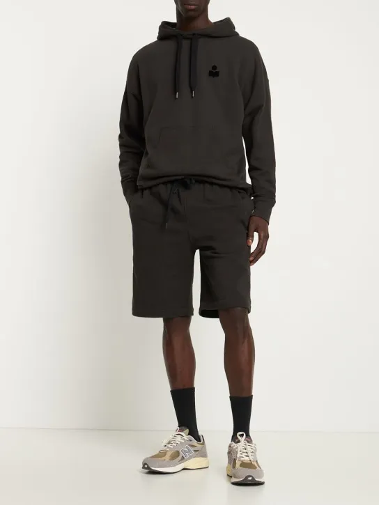Marant   Flocked logo cotton sweat shorts 