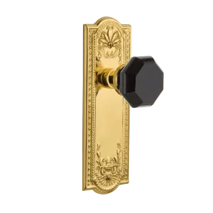 Meadows Long Plate with Black Waldorf Knob in Polished Brass