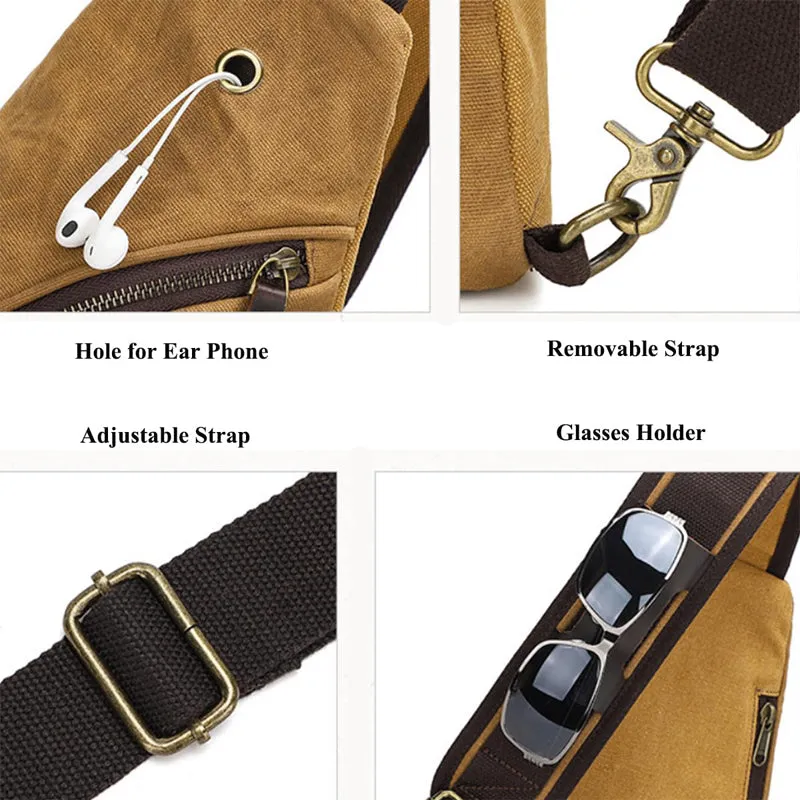 Mens' Canvas Chest Bag Multifunction Shoulder Bag