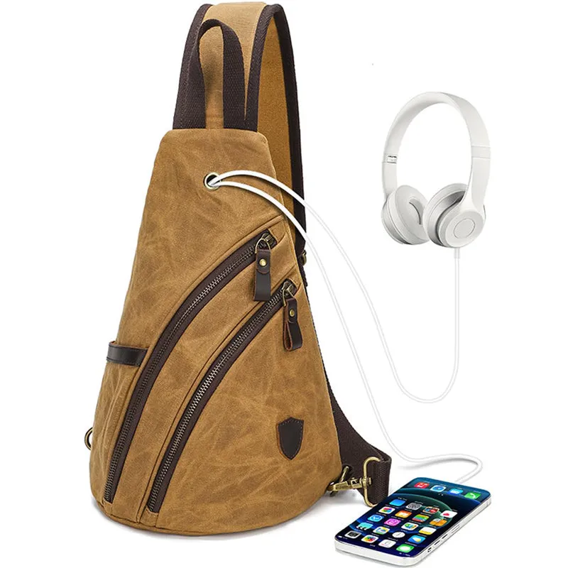 Mens' Canvas Chest Bag Multifunction Shoulder Bag
