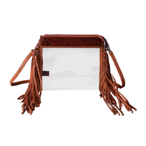 Montana West Floral Hand Tooled Stadium Clear Brown Crossbody MW1257-A191BR