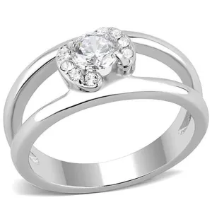 no plating Stainless Steel Ring AAA GRD CZ Clear TK3245 for Women Style High