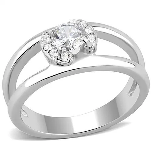no plating Stainless Steel Ring AAA GRD CZ Clear TK3245 for Women Style High