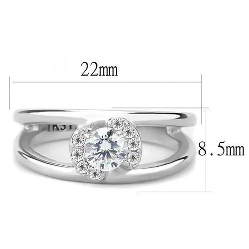 no plating Stainless Steel Ring AAA GRD CZ Clear TK3245 for Women Style High