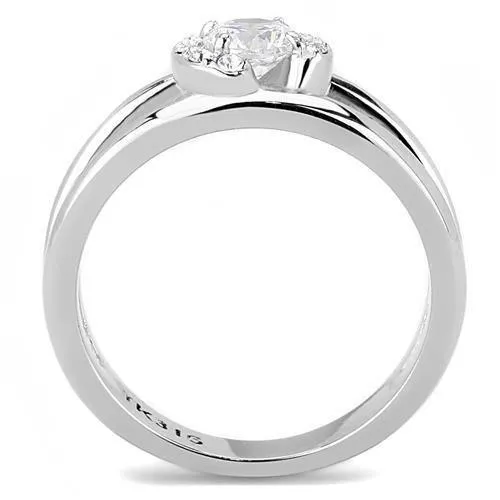 no plating Stainless Steel Ring AAA GRD CZ Clear TK3245 for Women Style High