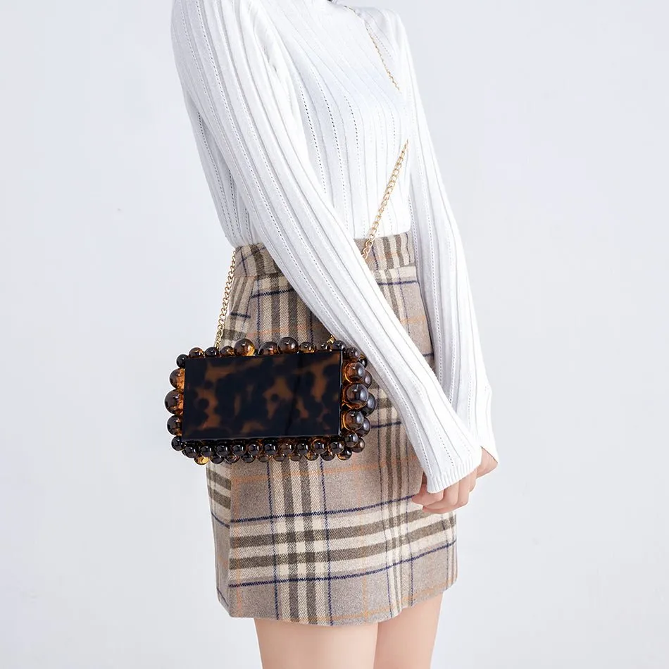 Novelty Beads Acrylic Box Clutch