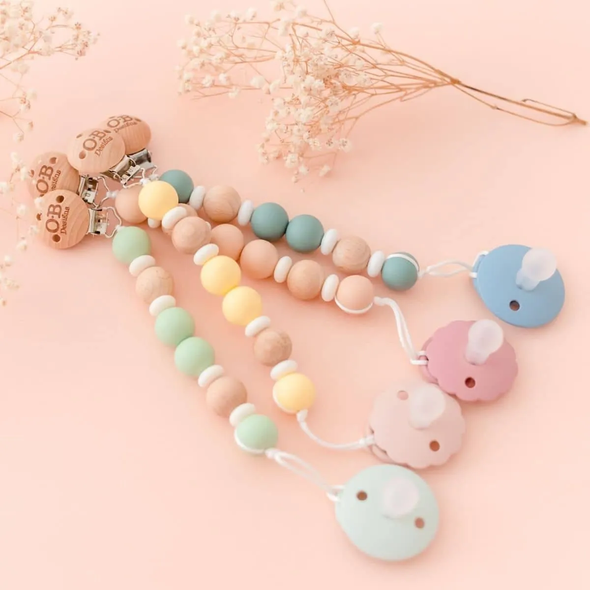 OB Designs Beechwood Silicone Dummy Chain