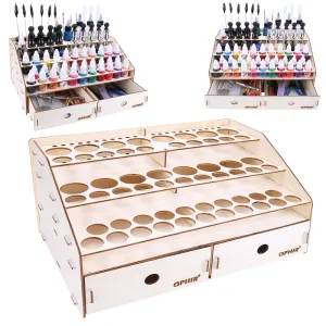 OPHIR Wooden Paint Rack Stand Pigment Bottle Tool Storage with Cabinet Holder Organizer for 58 Bottles of Paints
