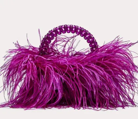 Ostrich Feather Fur Clear Acrylic Crystal Tote