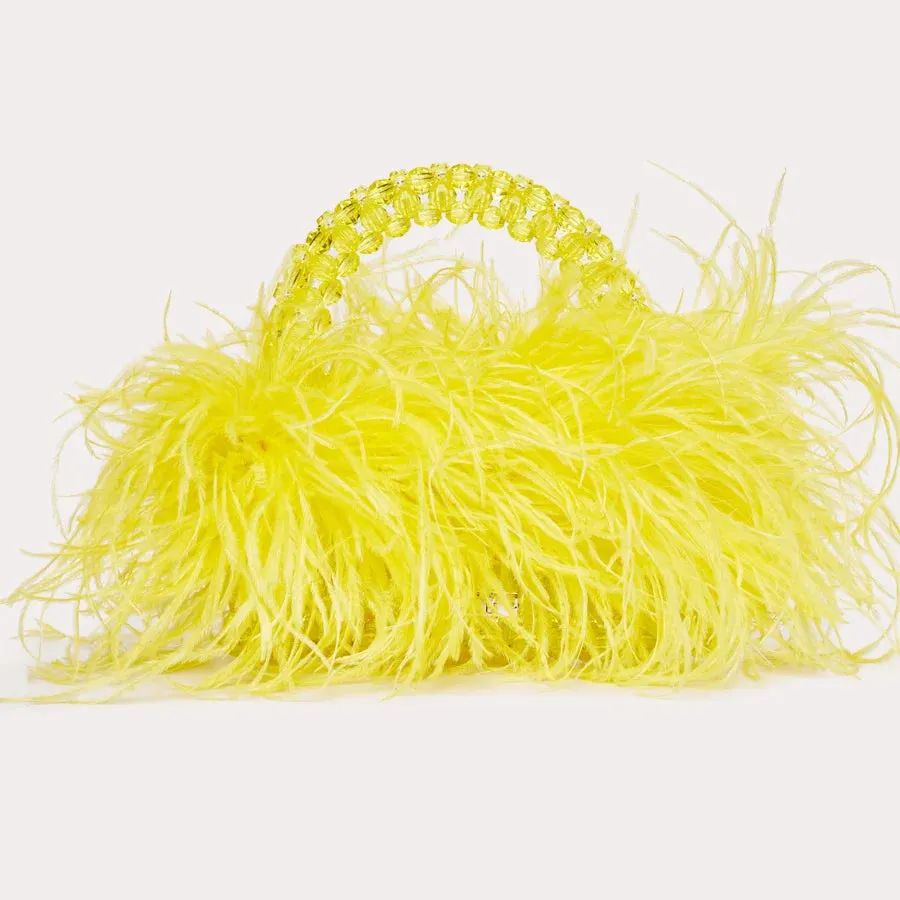 Ostrich Feather Fur Clear Acrylic Crystal Tote