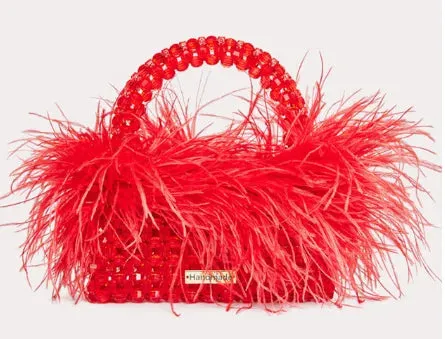 Ostrich Feather Fur Clear Acrylic Crystal Tote