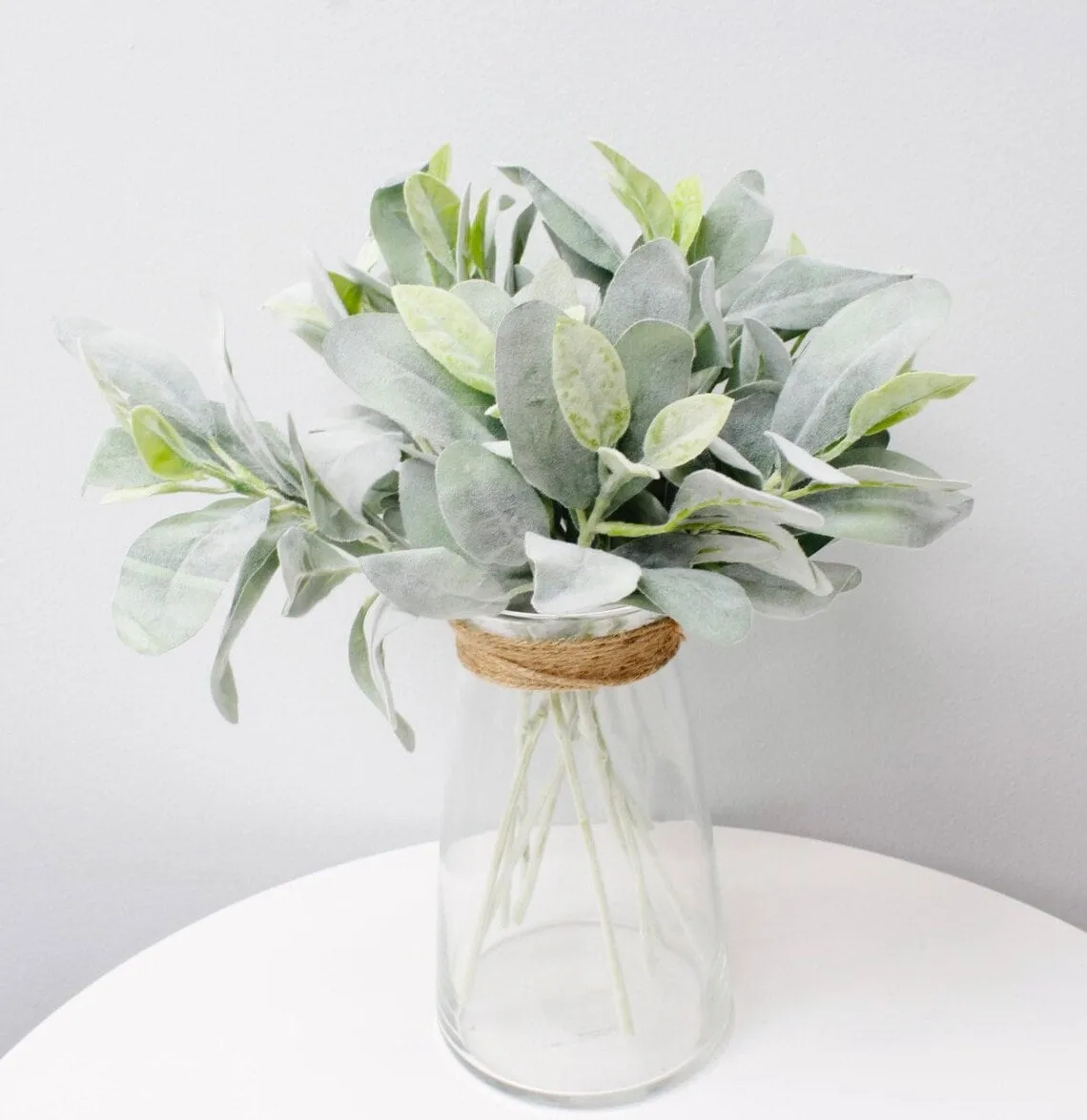 Pack of 10- Lambs Ear Stem-flocked 2 shades of green-thick and soft touch finish