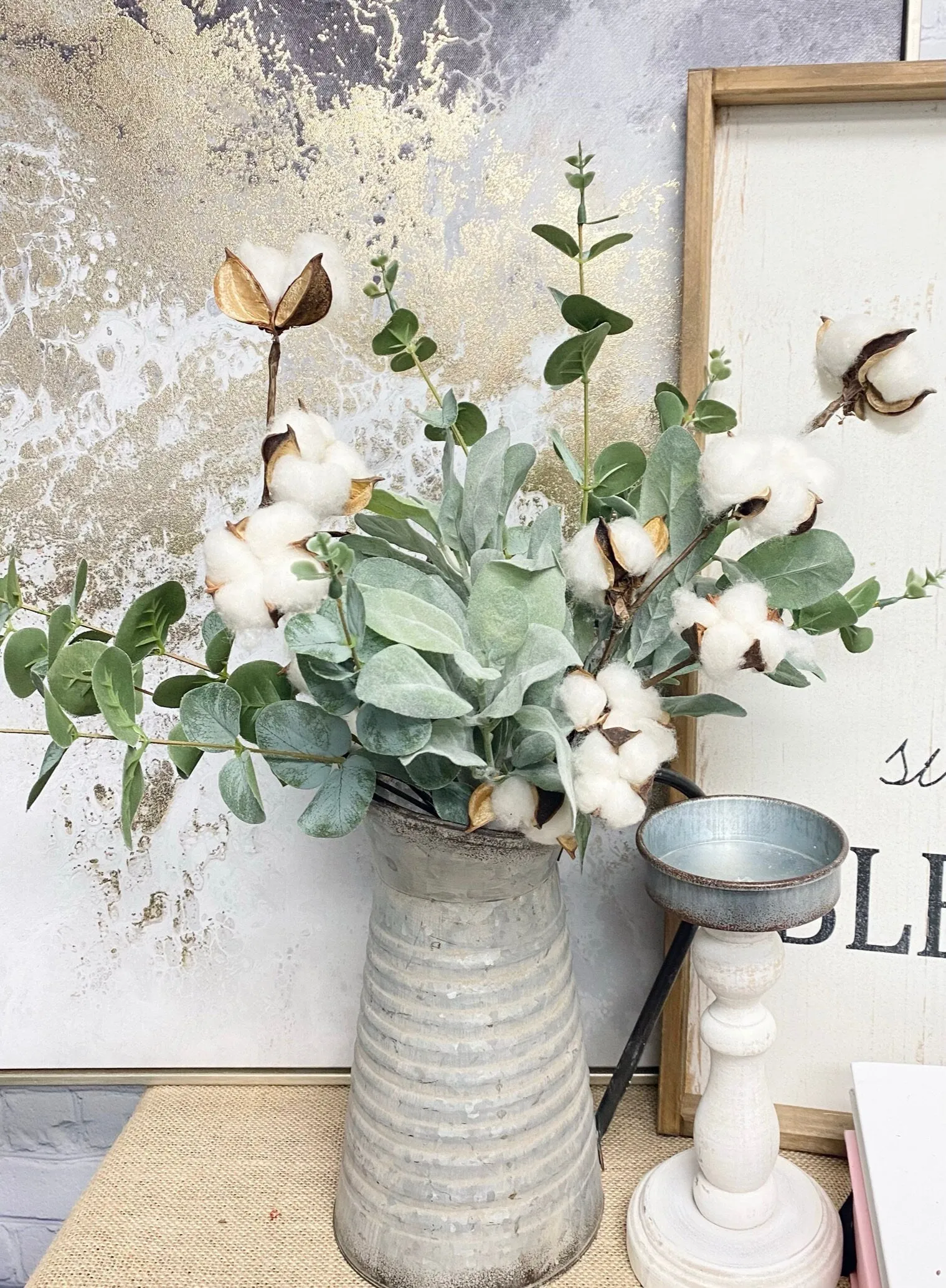Pack of 10- Lambs Ear Stem-flocked 2 shades of green-thick and soft touch finish