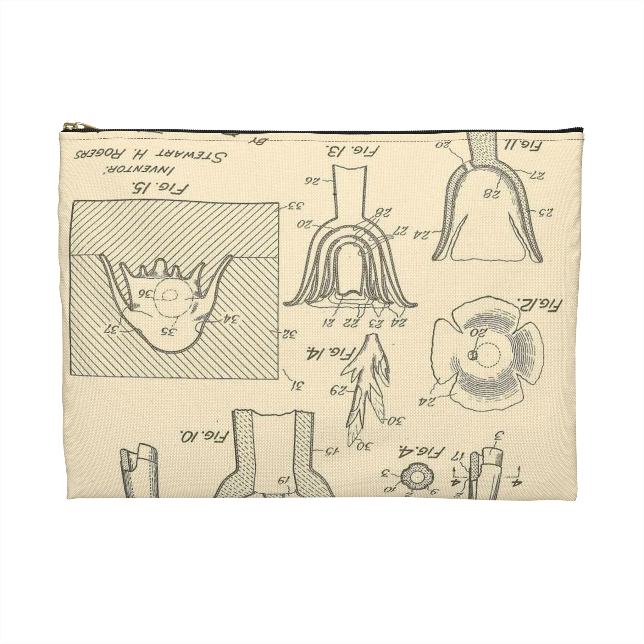 Patent Case File No. 2,054,605, Artificial Flower and Method of and Apparatus for Making the Same, Inventor- Stewart H. Rogers. - DPLA - ffbbbc6a0556e6406954e2be06fe50d6 (page 6) Large Organizer Pouch with Black Zipper