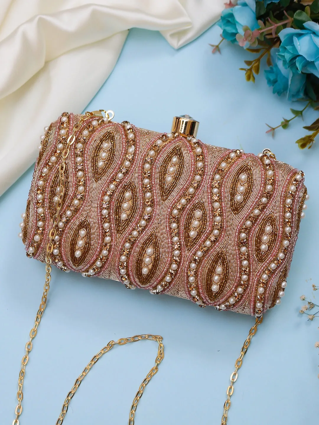 Pearl Embroidery purse Clutch bag